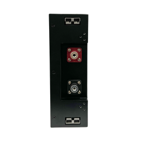 Side view of Baintech 150 Ah lithium battery showing slim profile and Bluetooth logo