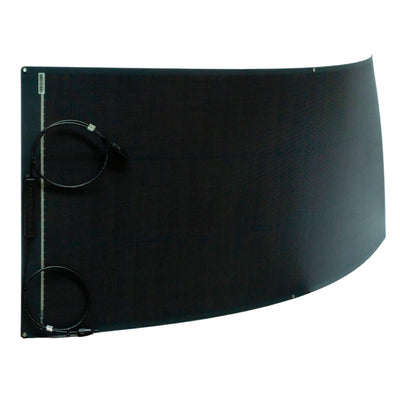 Flexible solar panel curved on a roof surface