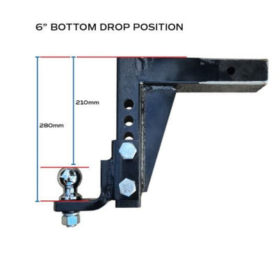 Brutus 3.5T Adjustable Hitch 6"  Drop Rise with 50mm Tow Ball & Lock