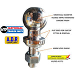 MISTER HITCHES TOW BALL 3500KG, 50MM, CHROME, 7/8" X 60MM SHANK (BULK)