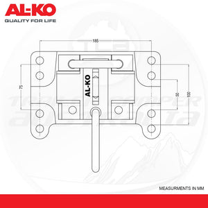 Alko 629935 Adjustable Bolt On Jockey Wheel Clamp with 8 holes & Swivel Bracket