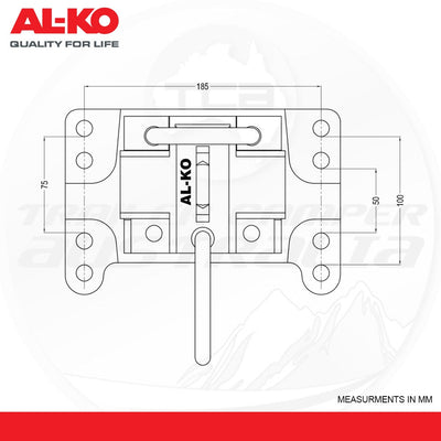 Alko 629935 Adjustable Bolt On Jockey Wheel Clamp with 8 holes & Swivel Bracket