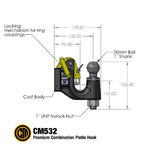 Close-up of pintle hook locking mechanism