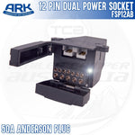 ARK FSP12AB Dual Power 12 Pin Flat Trailer Socket 50 Amp Anderson Plug + LED