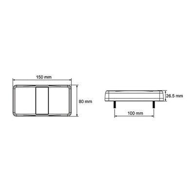Ark Glow-Trac LED Rear Combination Reflector Dimensions