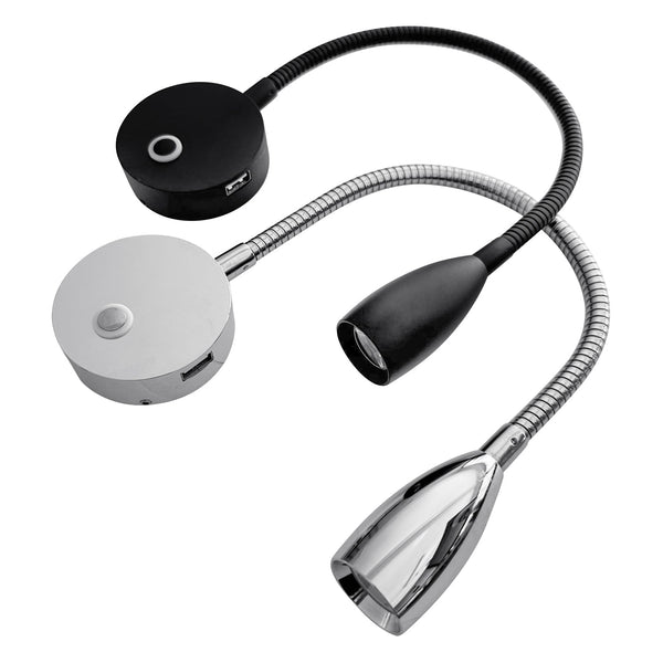 Gooseneck LED reading light with USB port