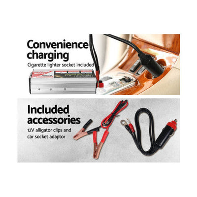 Giantz Power Inverter 600W/1200W 12V to 240V Pure Sine Wave Camping Car Boat