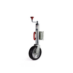 Jockey wheel with swing up feature for heavy duty use