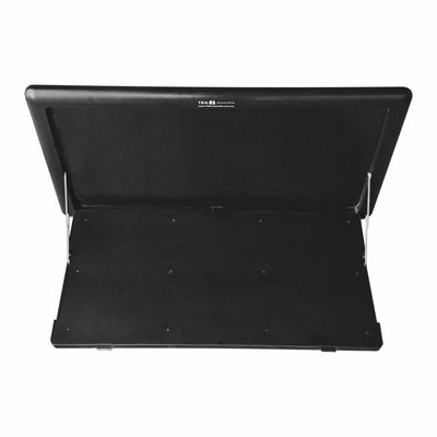 Fold-down black caravan table