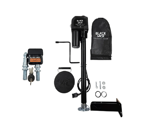 Mini Black Jack 12V Electric Trailer Jack, Folding Foot and Lock.
