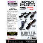 Mister Hitches 254mm Tow Ball Mount 3650kg 57mm DROP 31mm RISE