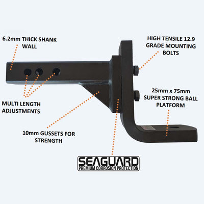 MISTER HITCHES 4T Extra Heavy Duty Adjustable Ball Mount 12 STAGE