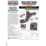 Mister Hitches 4000kg 12 STAGE ADJUSTABLE BALL MOUNT HITCH SHORTER SHANK STYLE(PAJERO SPORT)