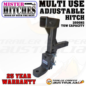 Mister Hitches Dual Hitch Adjustable Ball Mount Top Receiver For Bike Rack V2
