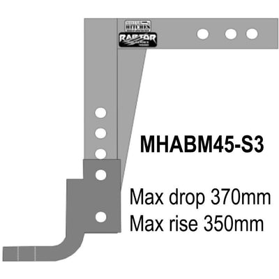 Raptor 4.5T Adjustable 14.5" Drop Hitch Tow Tongue 7/8" 1-1/4” Ball Pin