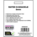 Mister Hitches D shackles stamped and rated 8mm 0.75T