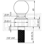 Mister Hitches Hi-Rise Tow Ball 3500kg, 25mm shoulder H.T.