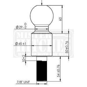 Mister Hitches Hi-Rise Tow Ball 3500kg, 50mm shoulder