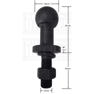 MISTER HITCHES Hi RiseTow Ball Black Oxide dimensions