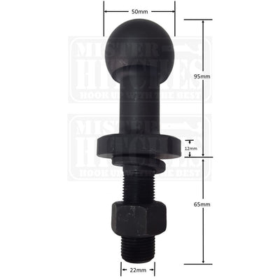 MISTER HITCHES Hi RiseTow Ball Black Oxide dimensions