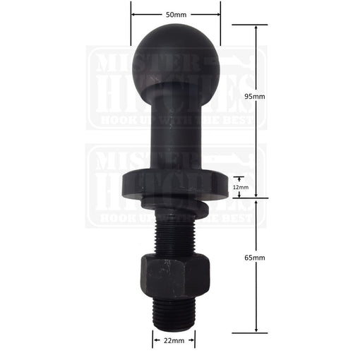 MISTER HITCHES Hi RiseTow Ball Black Oxide dimensions