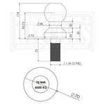 Mister Hitches 70mm Tow Ball 1-1/4" Shank Chrome 4500kg