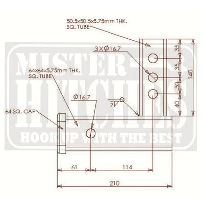 MISTER HITCHES VERTICAL RECEIVER ADAPTOR (MHVRA)