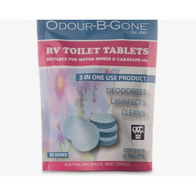 Odour-B-Gone 10Pk RV Toilet Tablets Deodorising Disinfecting Chemicals
