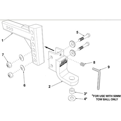 Raptor 4.5T Adjustable 12" Drop Hitch Tow Tongue 7/8" 1-1/4”  Ball Pin