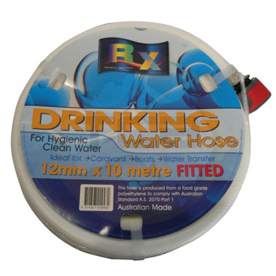 RX Food grade Drinking Hose 12mm x 10 Metres with connectors