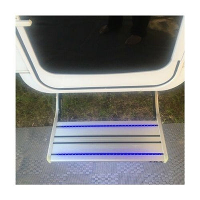 Blue LED RV step for motorhome entry