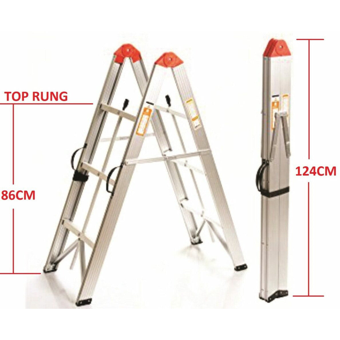 TRA Black 3 step aluminium collapsible box ladder with carry bag