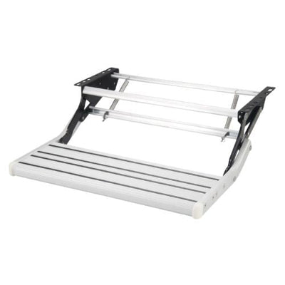 Single manual caravan step with 12V blue LED