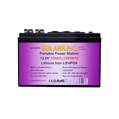 SolarKing 100AH 12.8VDC Lithium Iron Battery PS 100-12-30