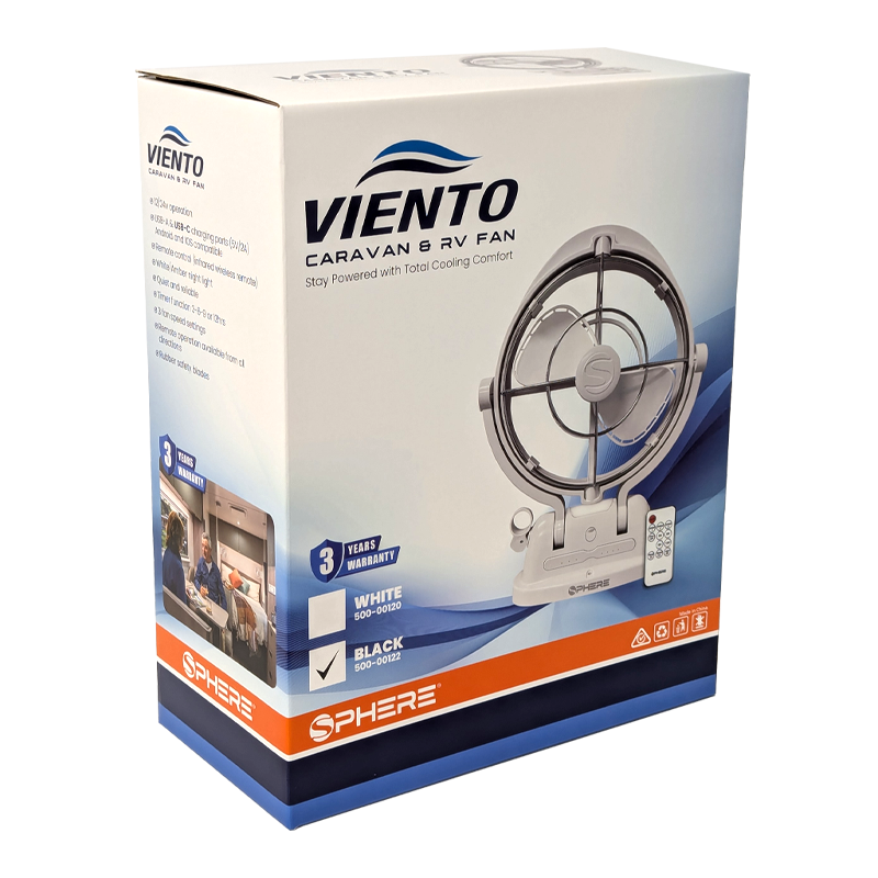 Sphere Remote Sphere VIENTO Fan Light USB-A & C + Remote | Black 12/24