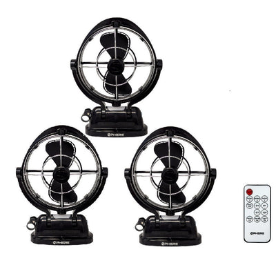 Three Sphere VIENTO fans in black for RV use