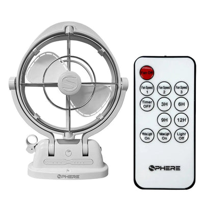 Sphere VIENTO white fan with LED light and USB ports