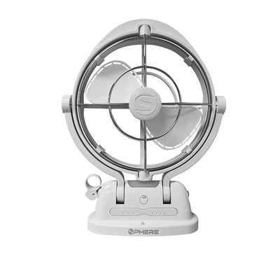 USB-A and USB-C charging ports on white fan