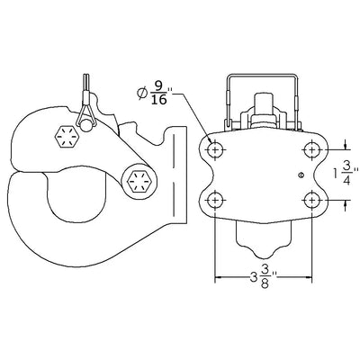 20t Rigid Mount Pintle Hook, 4 Bolt Pattern, ADR Approved - Wallace Forge