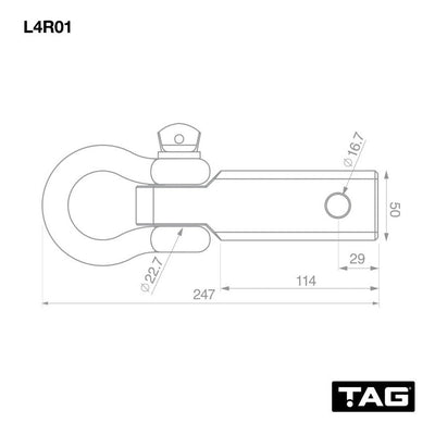 TAG Recovery Hitch - Fixed Bow Shackle (4.75T)
