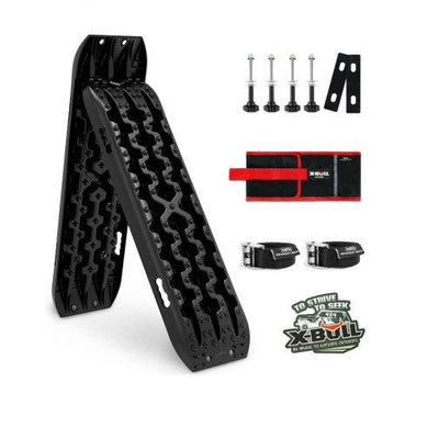 X-BULL 2PCS Recovery Tracks Boards Snow Tracks Mud tracks 4WD With 4PC mounting bolts Black