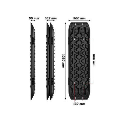 X-BULL 2PCS Recovery Tracks Boards Snow Tracks Mud tracks 4WD With 4PC mounting bolts Black