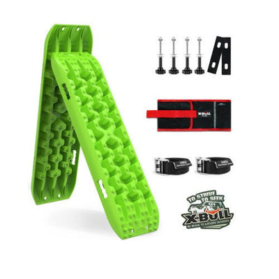 X-BULL 2PCS Recovery Tracks Snow Tracks Mud tracks 4WD With 4PC mounting bolts Green