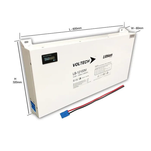Voltech Lithium LiFePO4 Battery - 12.8V/100Ah - Slimline