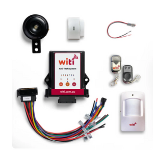 WiTi Anti-Theft kit contents laid out on table